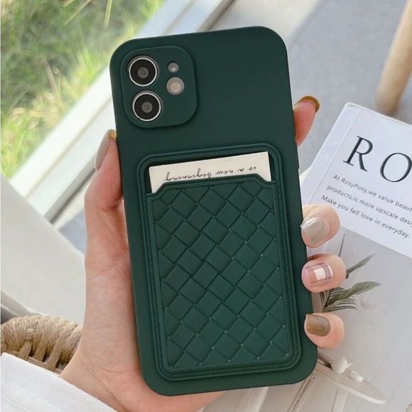 Accessories - ⚠️Clearance💚iPhone 13/Pro/Pro Max Dark Green Woven Pattern Card Slot
